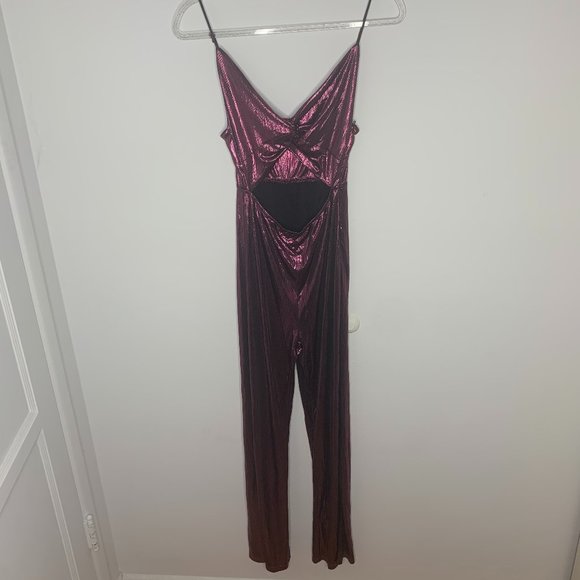 NEW Superdown Emerson metallic foil jumpsuit Small 🌟 - Picture 1 of 12